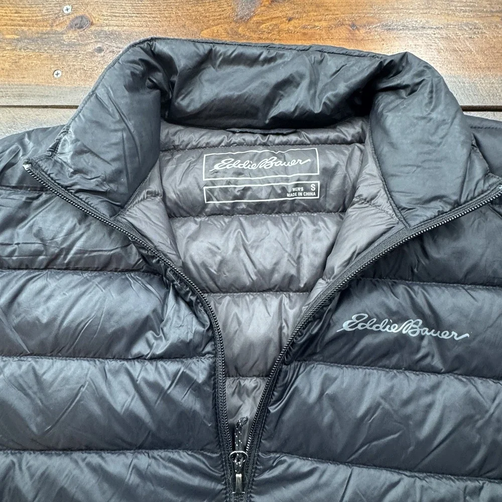 Eddie Bauer Mens S CirrusLite 650 Down Insulation Packable Jacket Black Zip Pock